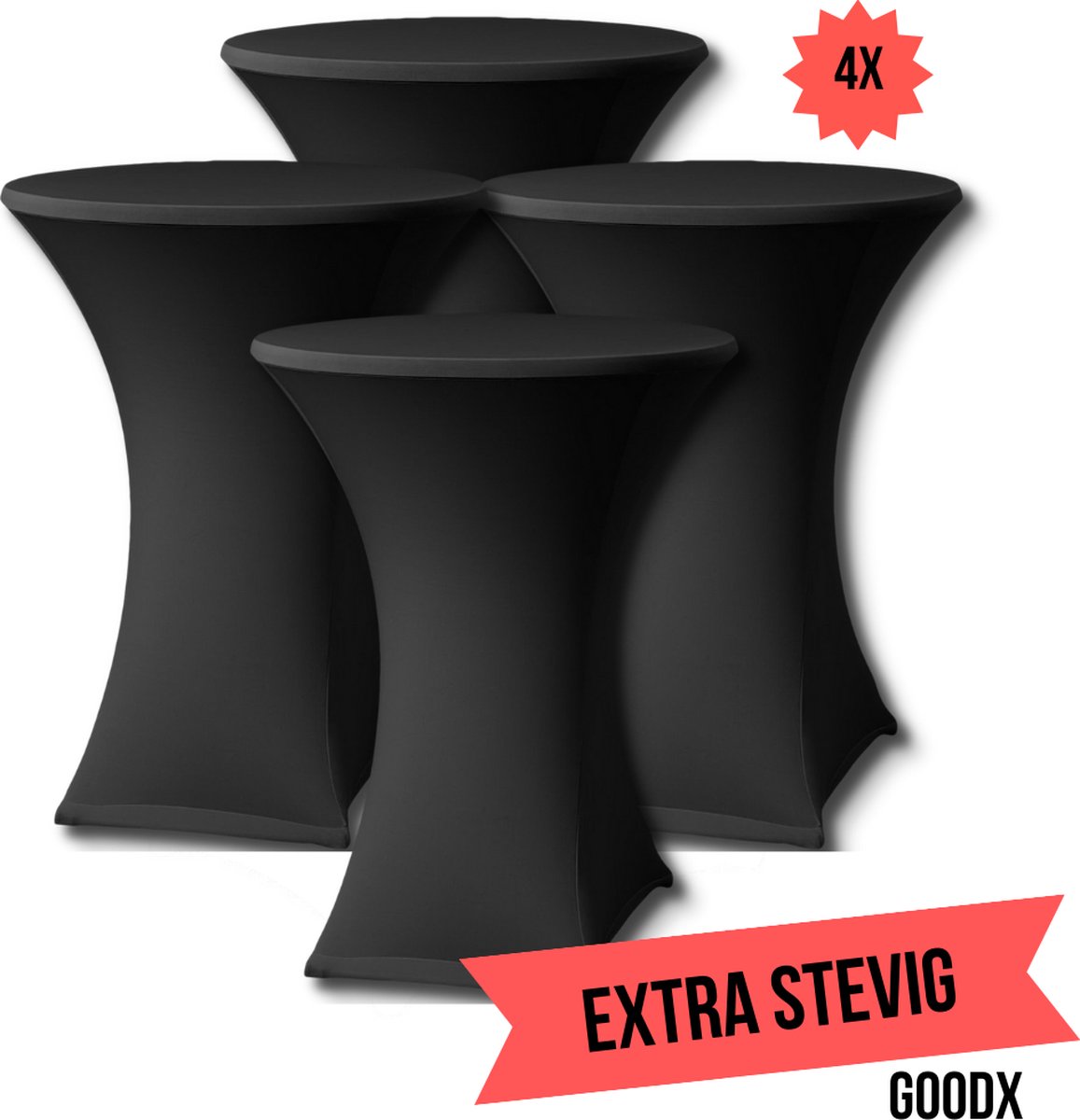   Statafelrok Zwart 4x – ∅80-85 x 110 cm – Stretch 4 stuks –   voor Statafel - Geschikt voor feesten en partijen | Sta Tafel Hoes | Staantafelhoes | Cocktailparty